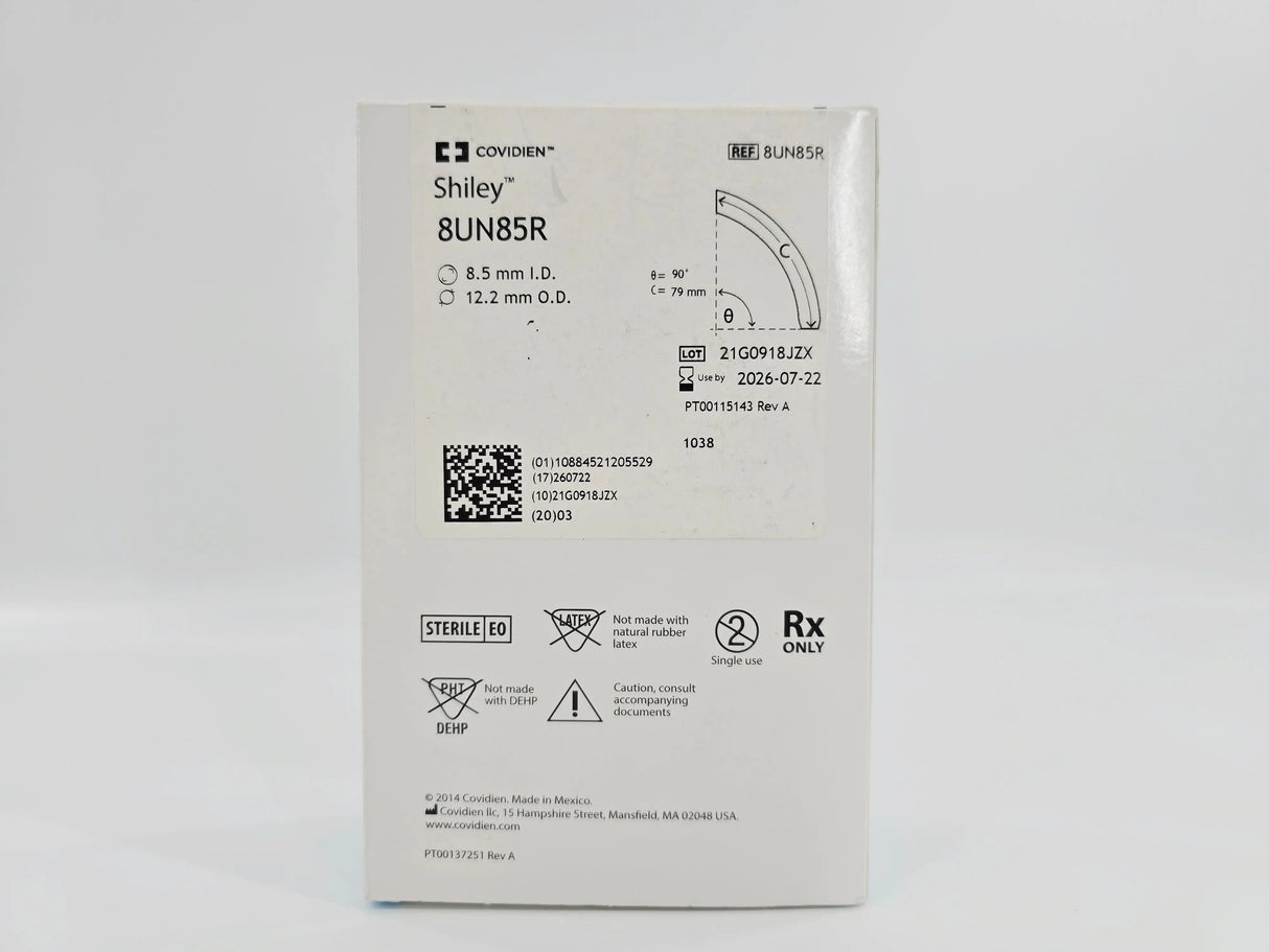 Covidien 8UN85R Shiley 8.5mm ID Adult Flexible Tracheostomy Tube Cuffless Covidien