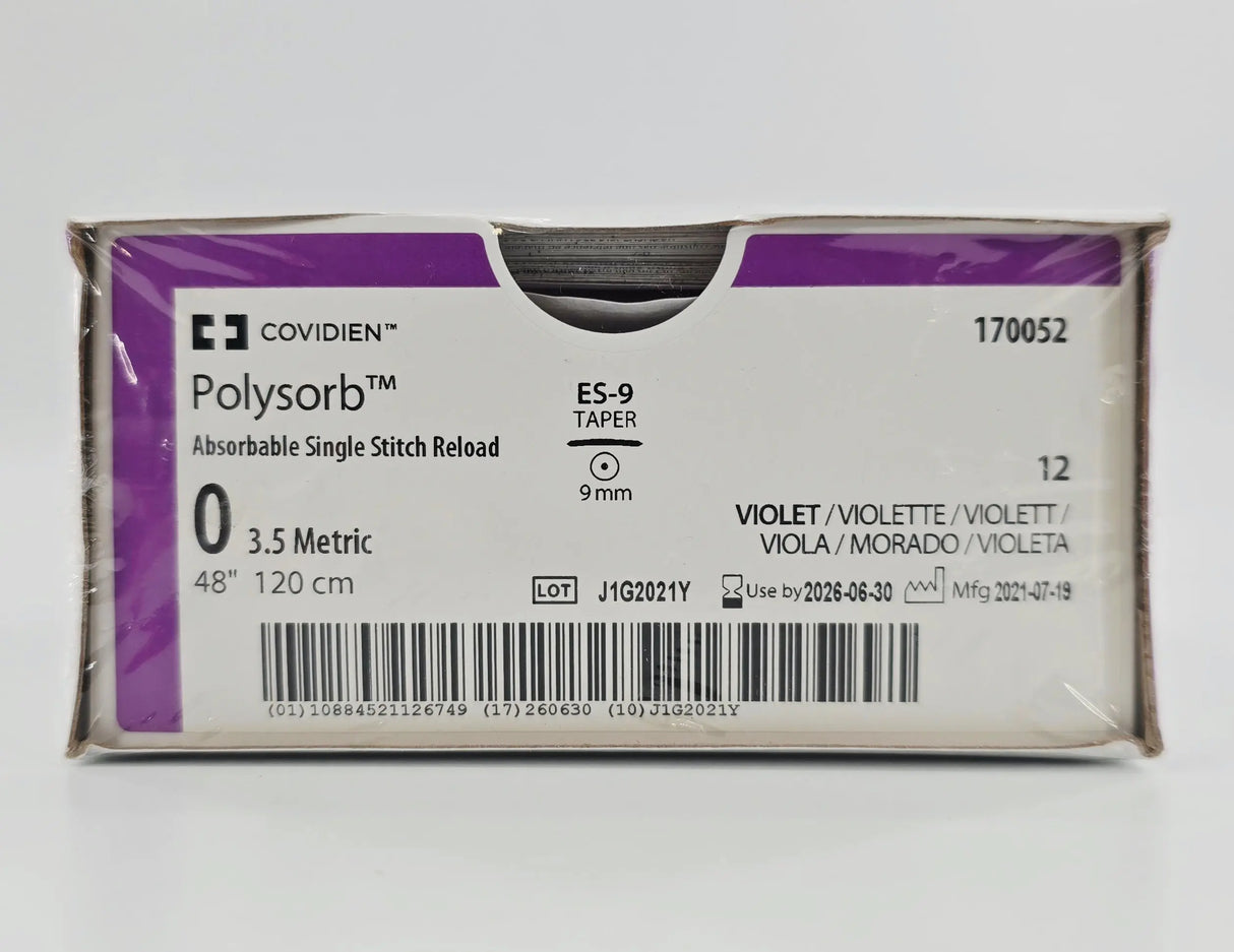 Covidien 170052 Polysorb 0 1X48" Violet ES-9 9mm Reload BX/12 Covidien