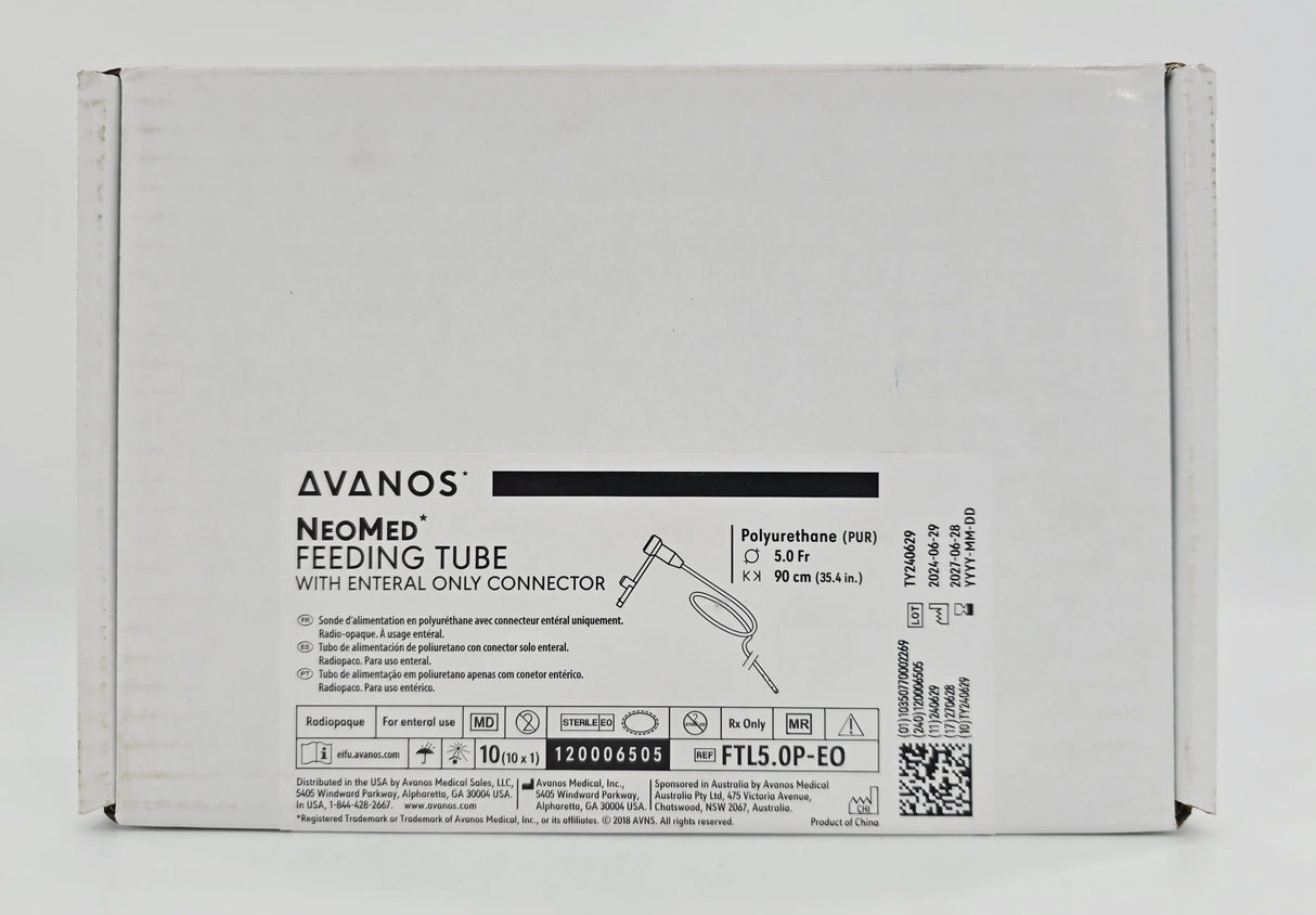 Avanos FTL5.0P-EO NeoMed Feeding Tube w/ Enteral Only Connector Orange 5.0 Fr x 90cm BX/10 Avanos