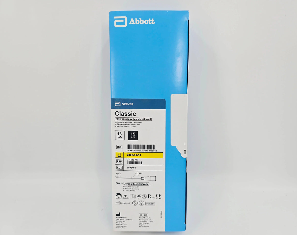Abbott C-1510-16 Classic Radiofrequency Cannula Curved 16G x 15cm BX/10 Abbott