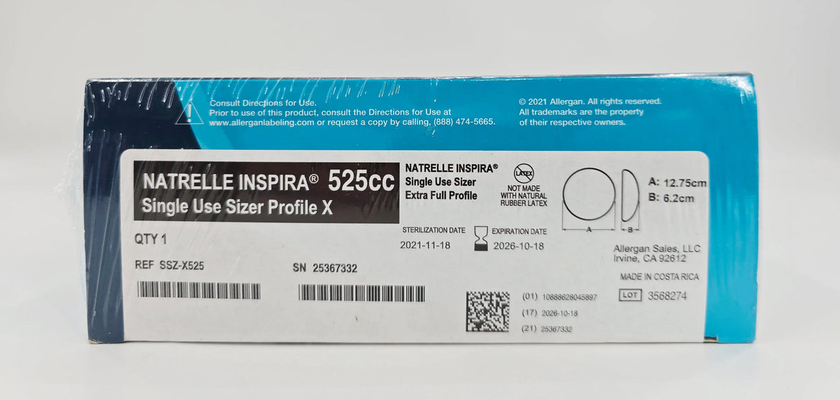 Allergan SSZ-X525 NATRELLE INSPIRA Single Use Sizer Extra Full Profile 525cc Allergan