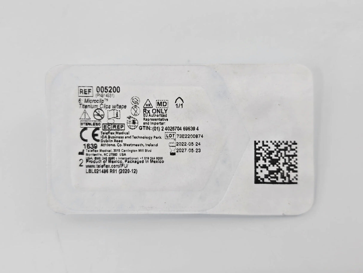 Teleflex Weck IPN914931 Horizon Microclip Titanium Ligating Clips (6 Clips w/ Tape per Cartridge) Teleflex Weck