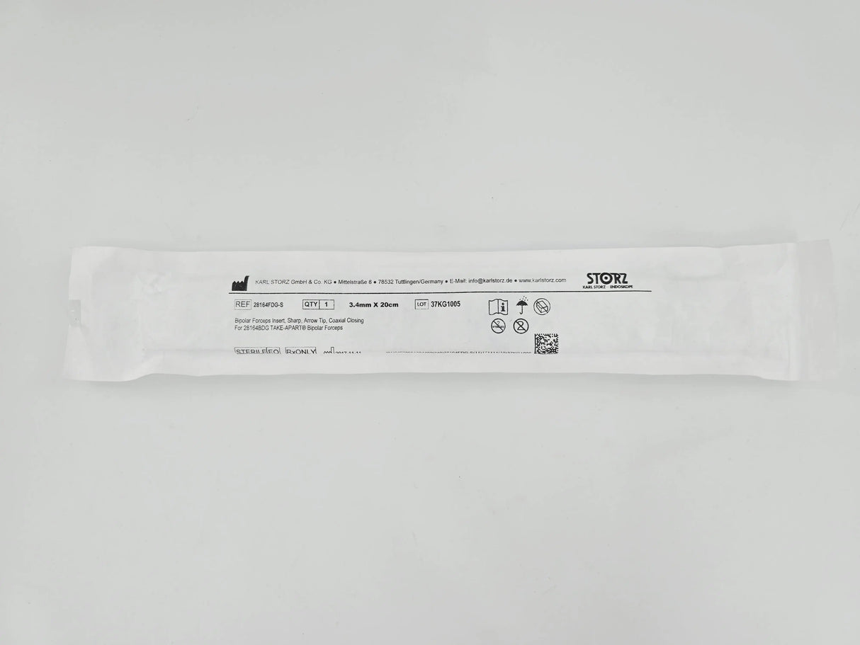 Karl Storz 28164FDG-S Bipolar Forceps Insert Sharp Arrow Tip Coxial Coating 3.4mm x 20cm Karl Storz