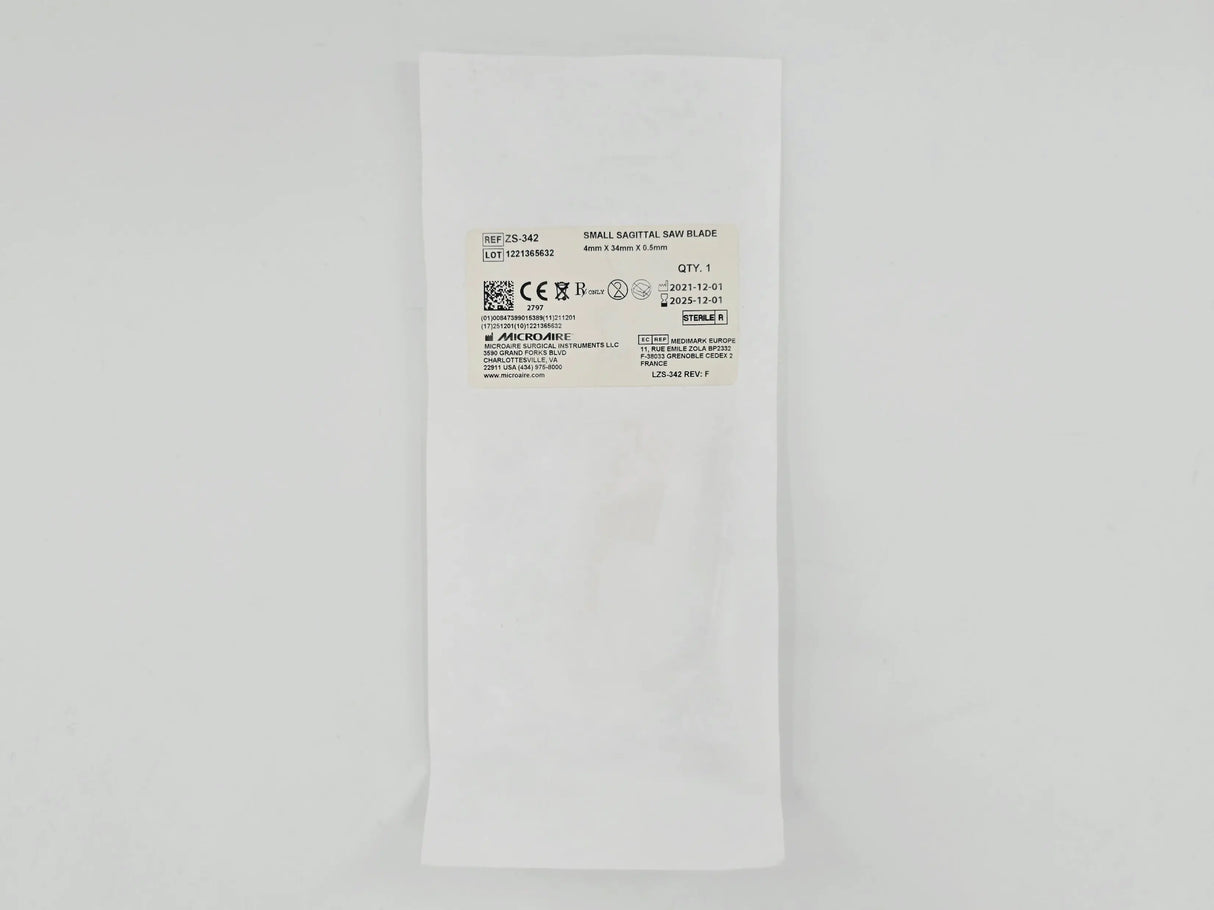 MicroAire ZS-342 Small Sagittal Saw Blade 4mm x 34mm x 0.5mm MicroAire