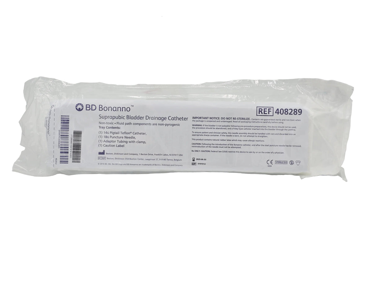 BD 408289 Bonanno Suprapubic Catheter Tray 14G x 11" FEP Polymer Sterile Becton Dickinson