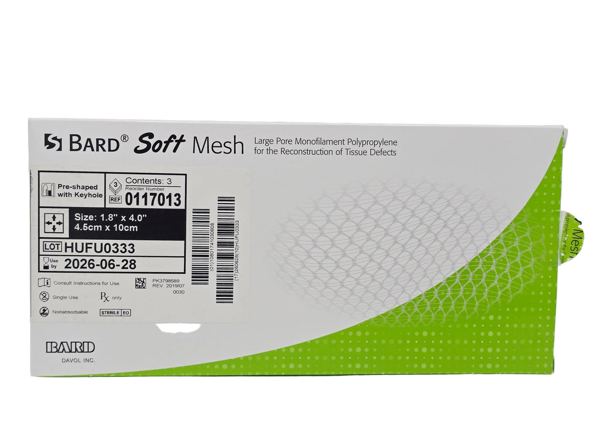 Bard 0117013 Soft Mesh 1.8" x 4.0" Pre-shaped Polypropylene Hernia Repair Bard