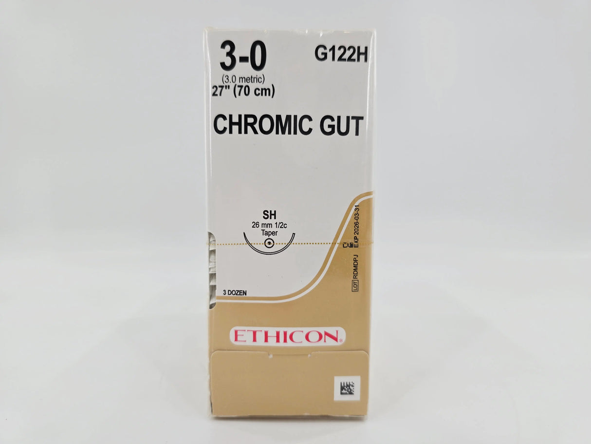 Ethicon G122H CHROMIC GUT 3-0 Naturally BROWN 1X27" SH 26mm BX/36 Ethicon