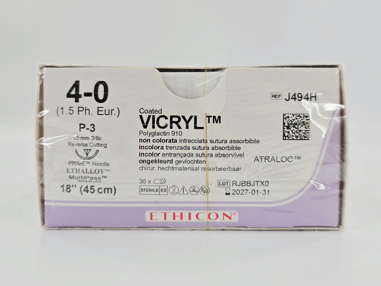 Ethicon J494H 4-0 Coated VICRYL Undyed 1X18" P-3 13mm BX/36 Ethicon