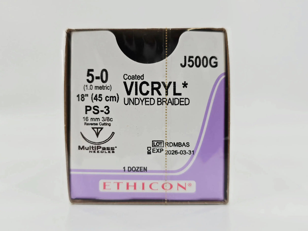 Ethicon J500G 5-0 Coated VICRYL Undyed 1X18" PS-3 16mm BX/12 Ethicon