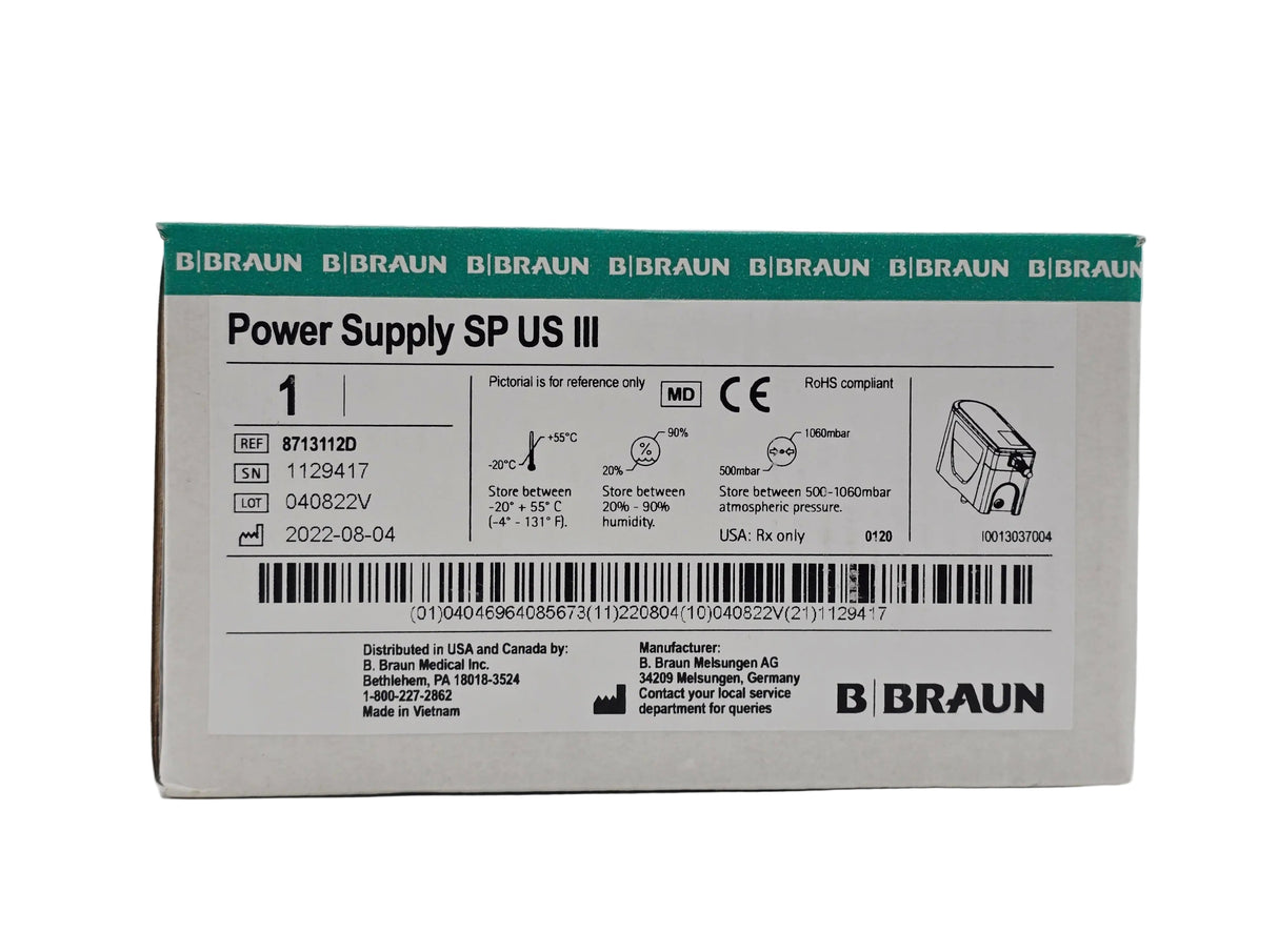 B. Braun 8713112D Power Cord AC Adapter for Infusomat Perfusor Space Pumps B Braun Medical, Inc.