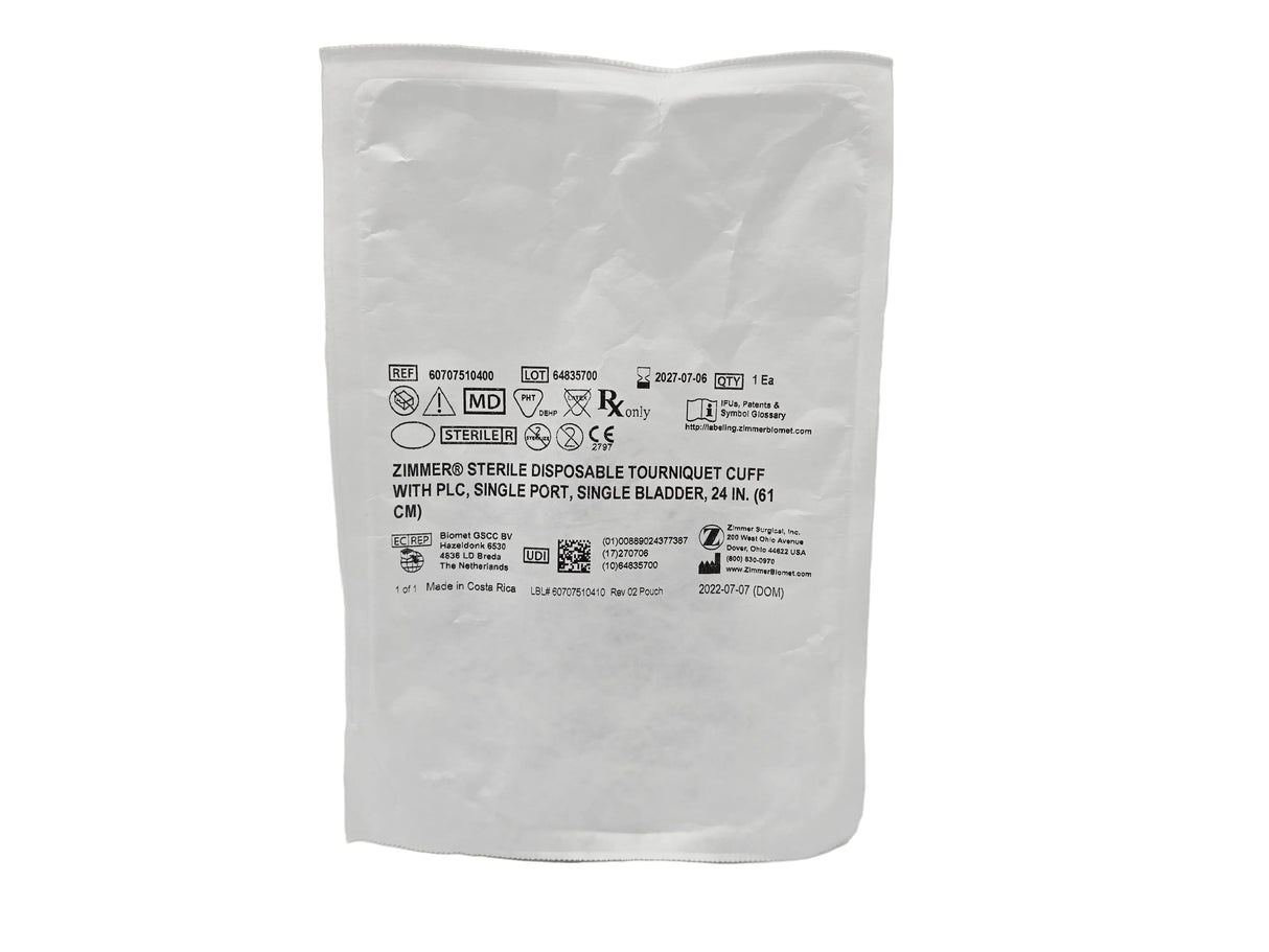 Zimmer 60707510400 Sterile Disposable Tourniquet Cuff 24" Single Port Primis Medical