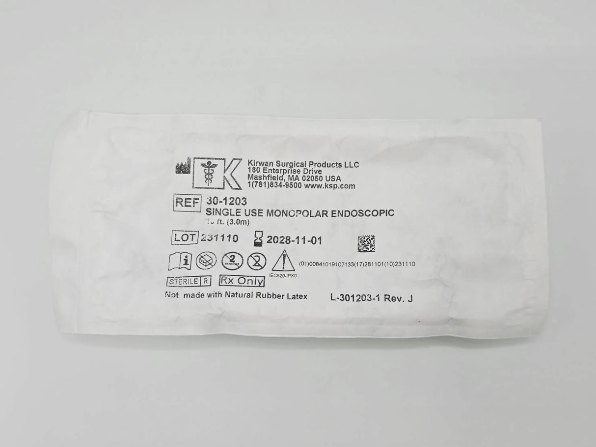 Kirwan Surgical 30-1203 Single Use Monopolar Endoscopic Cord 10Ft Kirwin