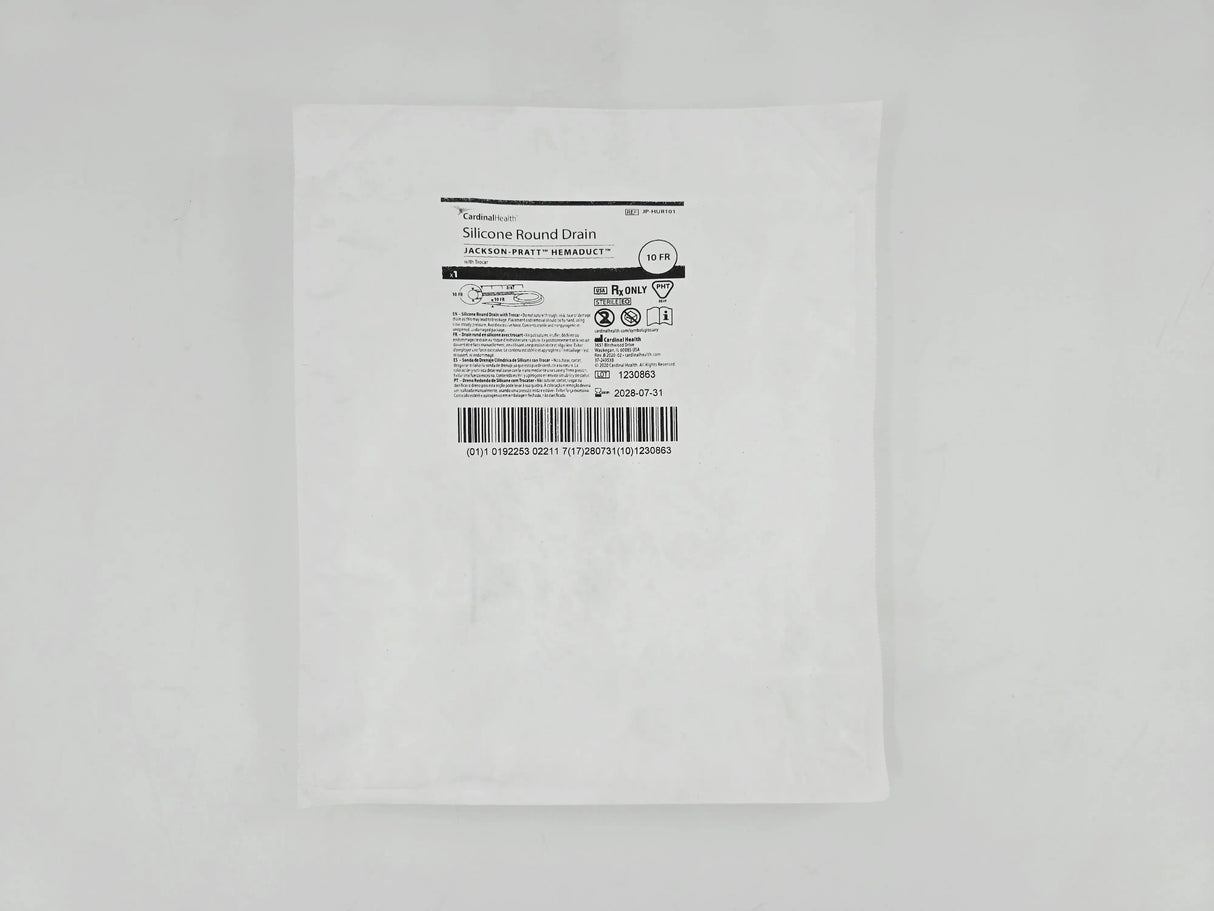 Cardinal Health JP-HUR101 Jackson-Pratt Hemaduct Silicone Round Drain w/ Trocar 10Fr. 1/EA Cardinal Health