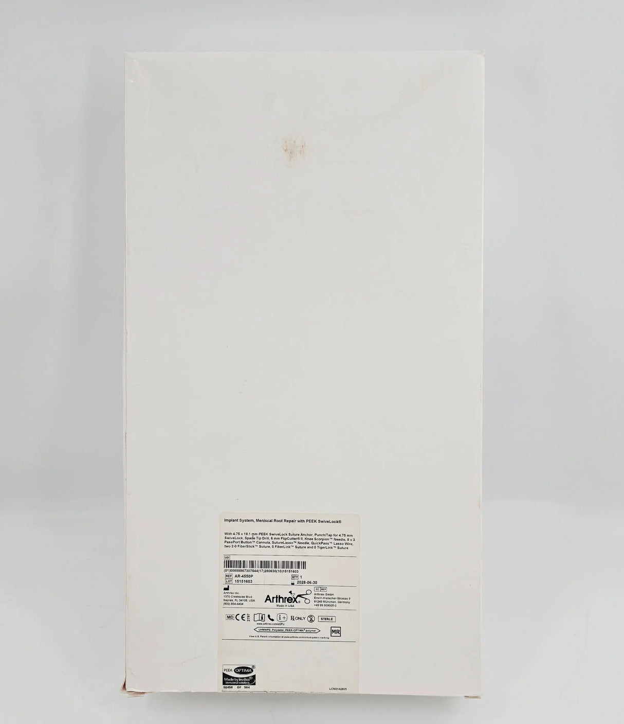 Arthrex AR-4550P Implant System Meniscal Root Repar w/ PEEK SwiveLock 1/EA Arthrex