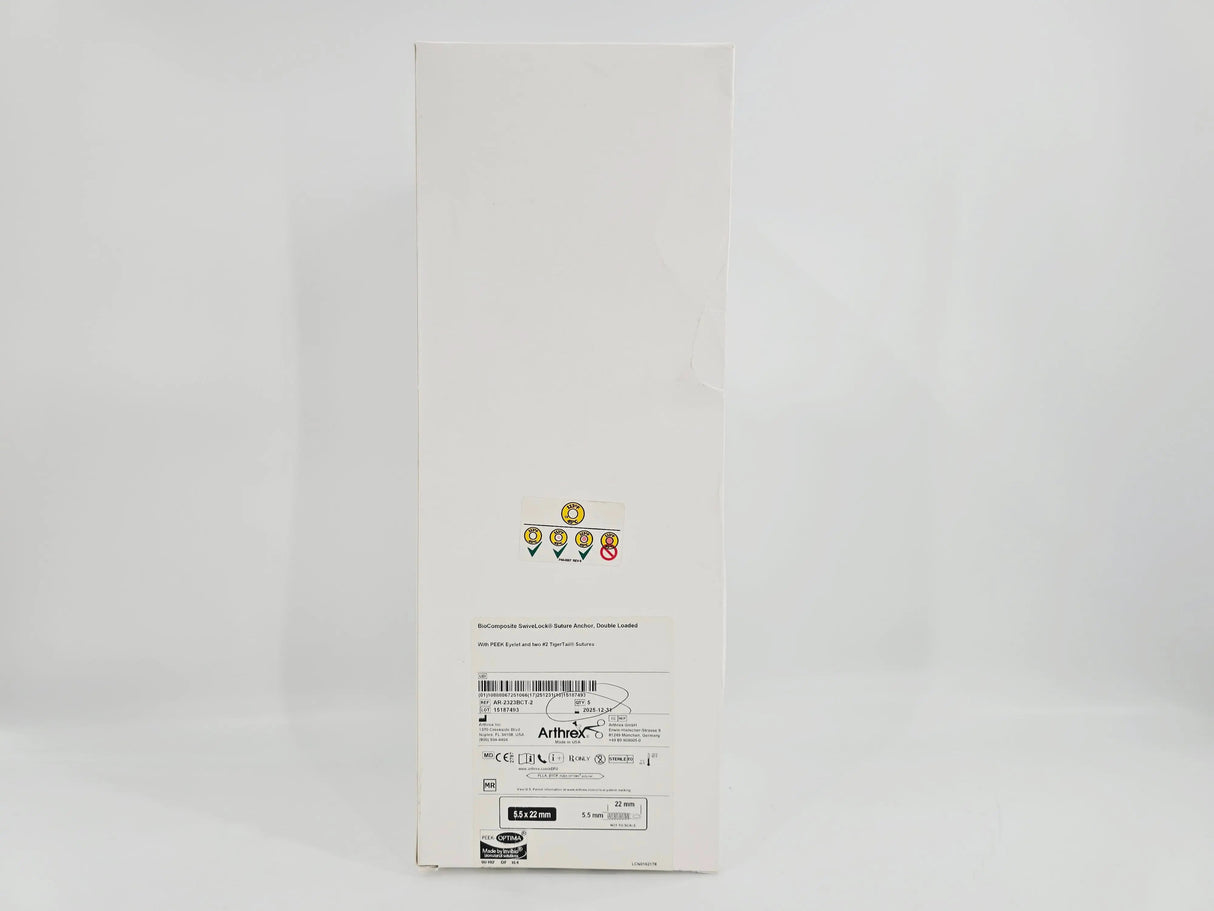Arthrex AR-2323BCT-2 BioComposite SwiveLock Suture Anchor, Double Loaded 5.5 x 22mm BX/5 Arthrex