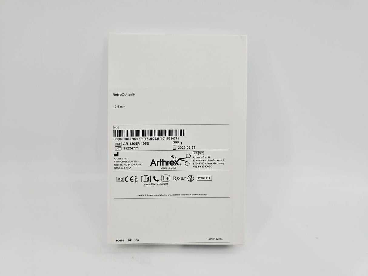 Arthrex AR-1204R-105S RetroCutter Reamer 10.5mm 1/EA Arthrex