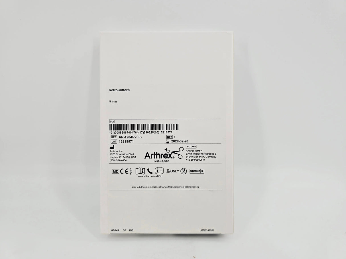 Arthrex AR-1204R-09S RetroCutter Reamer 9mm 1/EA Arthrex