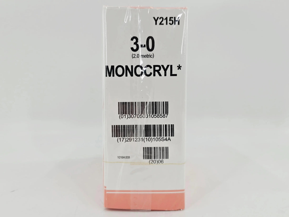 Ethicon Y215H MONOCRYL 3-0 Undyed 1X27" RB-1 17mm ETHALLOY BX/36 Ethicon
