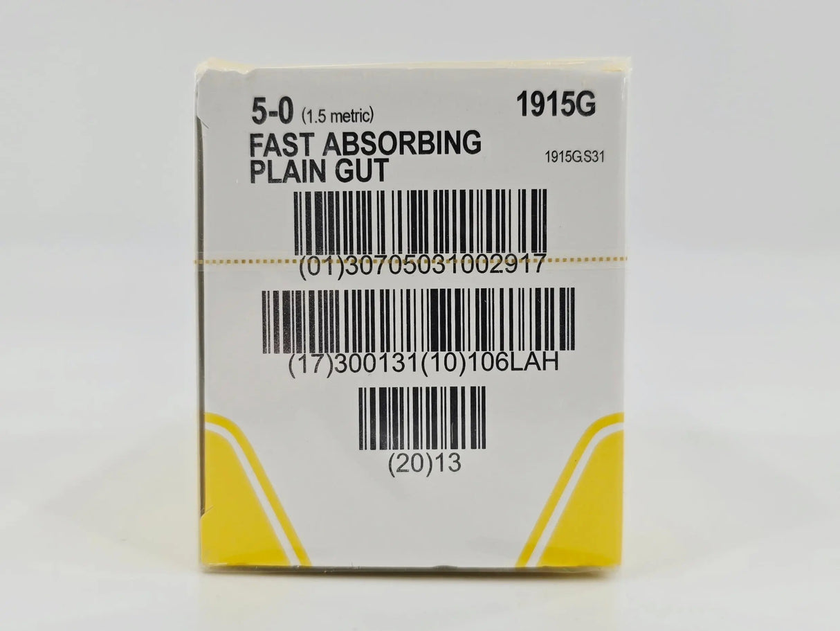 Ethicon 1915G FAST ABSORBING PLAIN GUT 5-0 Yellowish Tan 1X18" PC-1 13mm BX/12 Ethicon