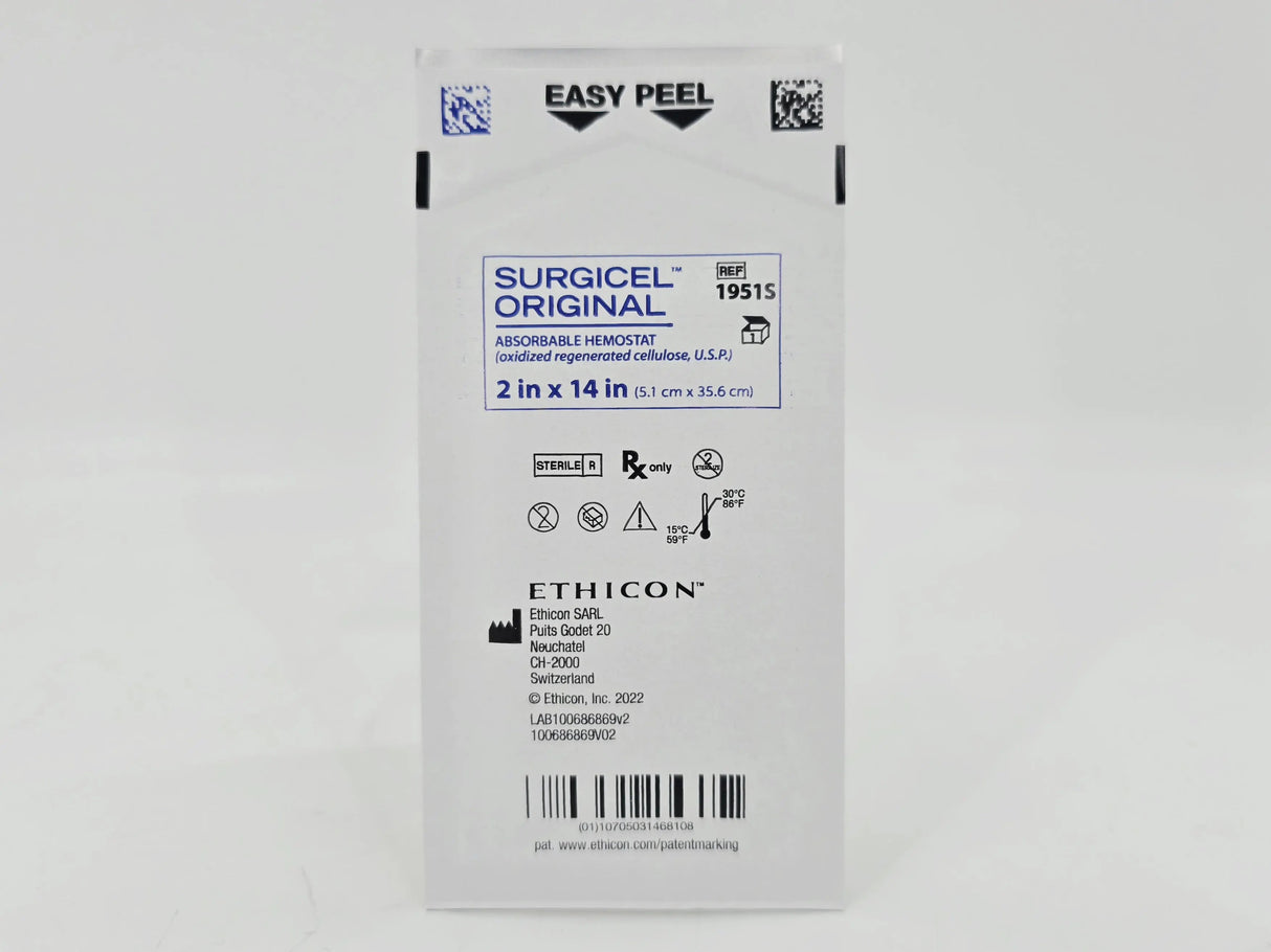 Ethicon 1951S Surgicel Original Absorbable Hemostat 2" x 14" 1/EA Ethicon