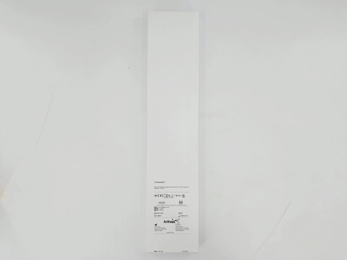 Arthrex AR-7222 2-0 FiberStick 2-0 FiberWire, 50" (blue) one end stiffened, 12" BX/5 Arthrex