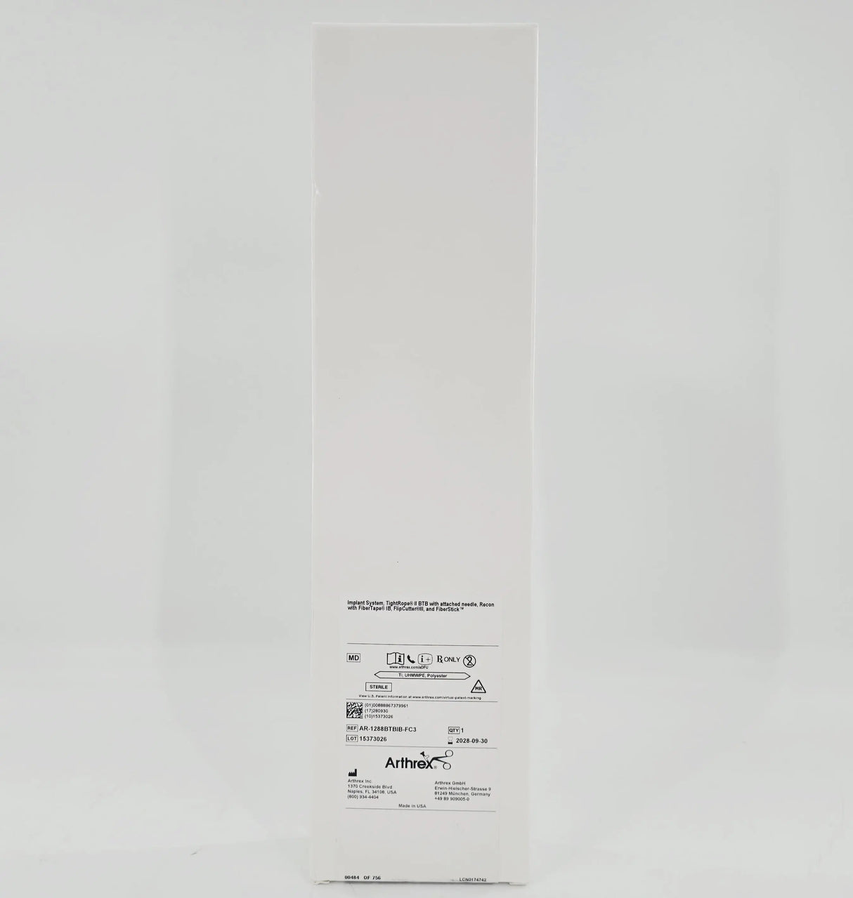 Arthrex AR-1288BTBIB-FC3 TightRope II BTB-IB Implant System with FlipCutter III and FiberStick 1/EA Arthrex