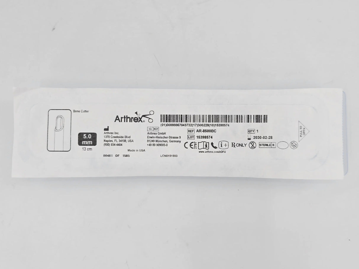 Arthrex AR-8500BC CoolCut Bone Cutter 5.0mm x 13cm 1/EA Arthrex