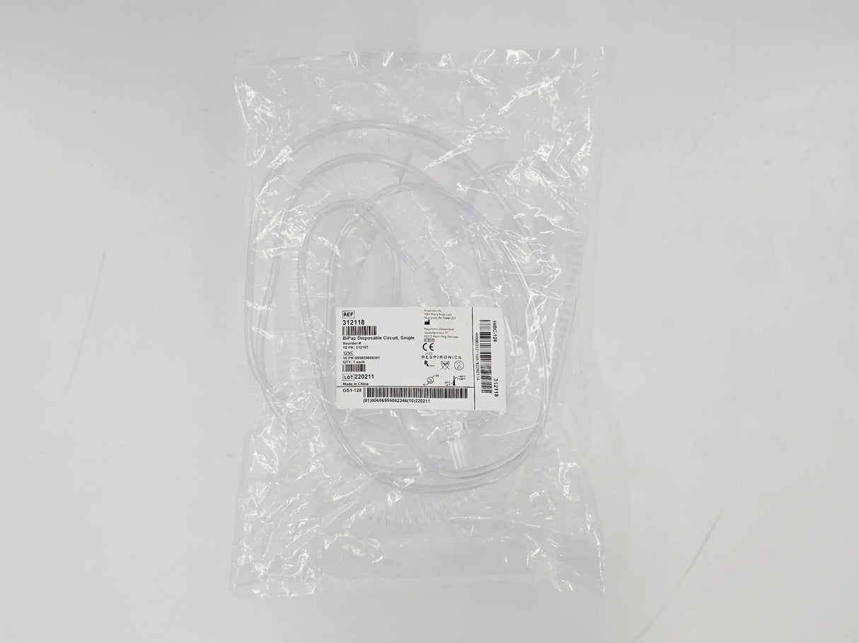 Philips 312118 Respironics BiPap Disposable Circuit Tubing 6' 1/EA Philips