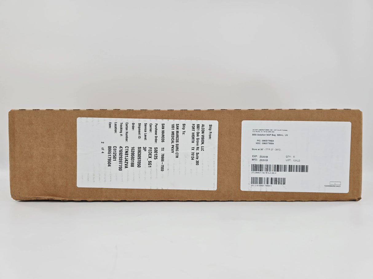 Alcon 0065179504 BSS Irrigation Solution Bag 500mL CS/6 Alcon