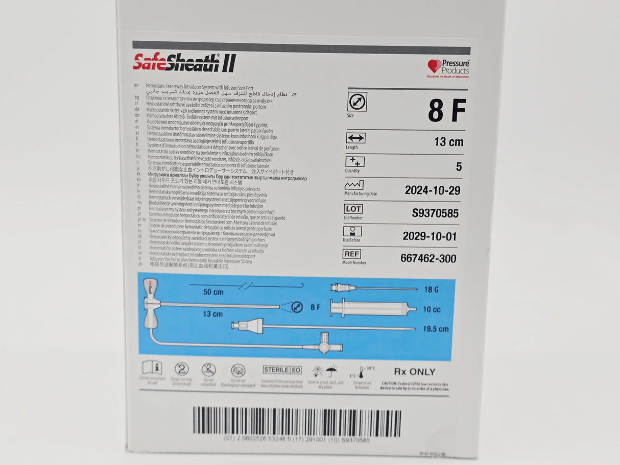 Safe Sheath 667462-300 Hemostatic Tear Away Introducer System 8F Safe Sheath