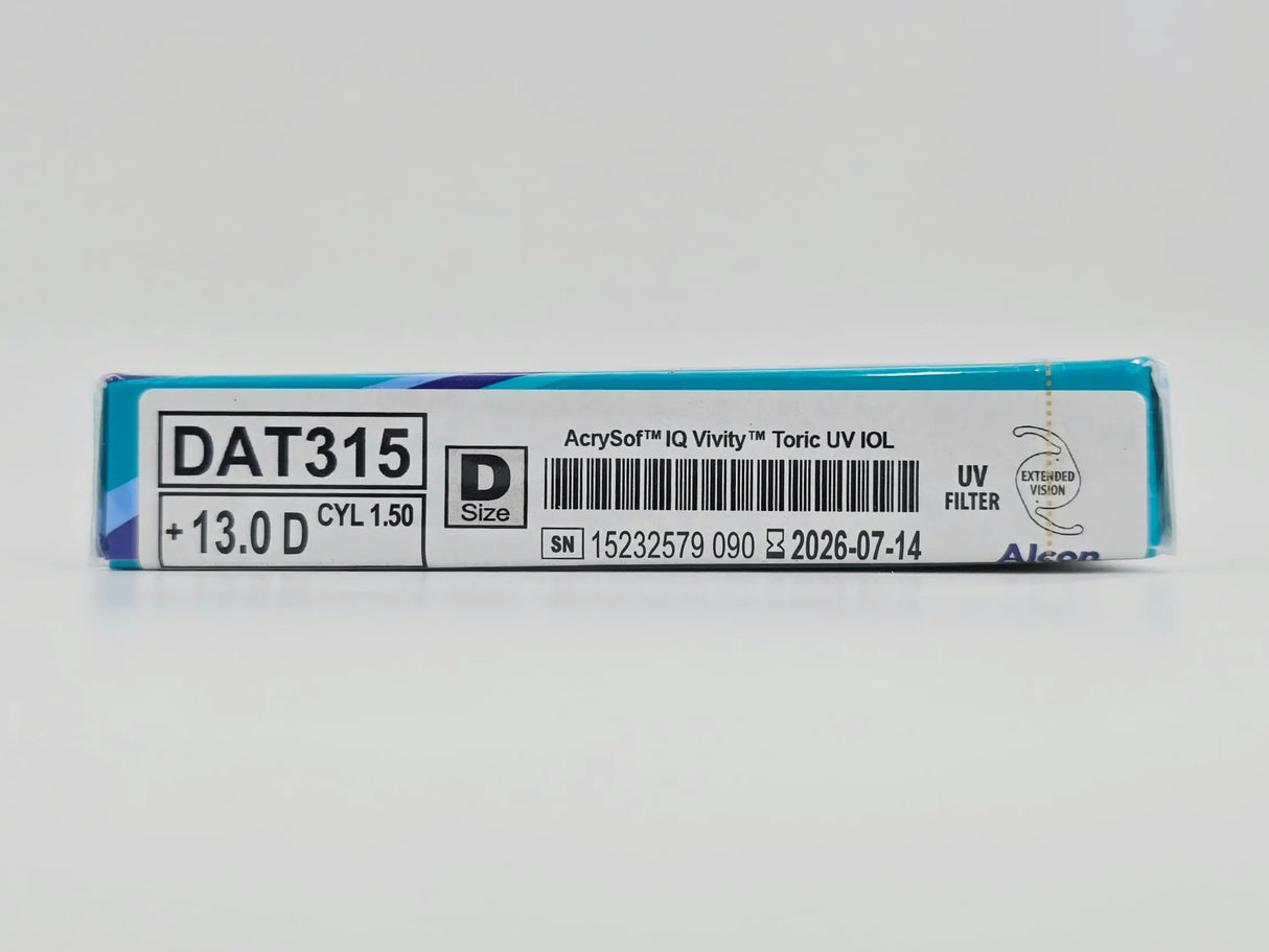 Alcon DAT315.130 AcrySof IQ Vivity Toric UV Absorbing Extended Vision IOL +13.0 D Size D 1/EA Alcon
