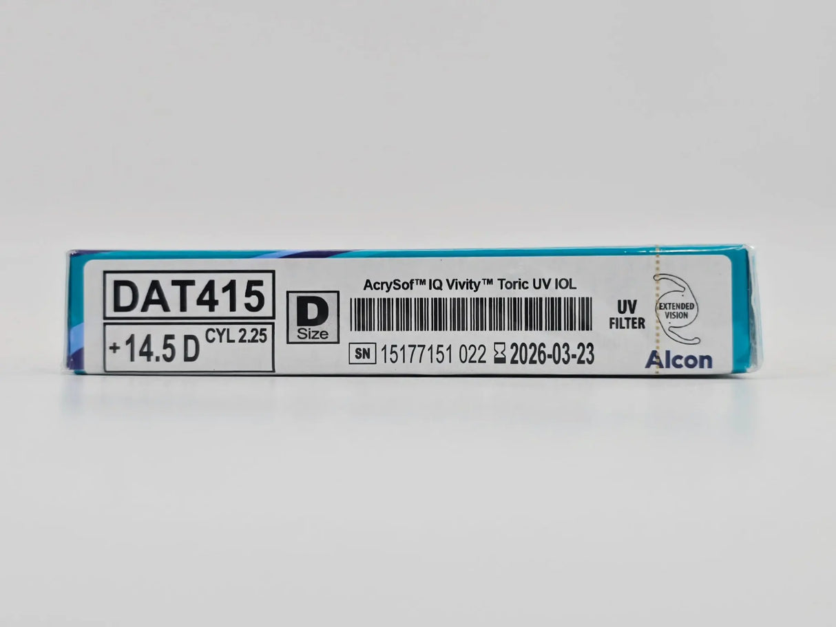 Alcon DAT415.145 AcrySof IQ Vivity Toric UV Absorbing Extended Vision IOL +14.5 D Size D 1/EA Alcon
