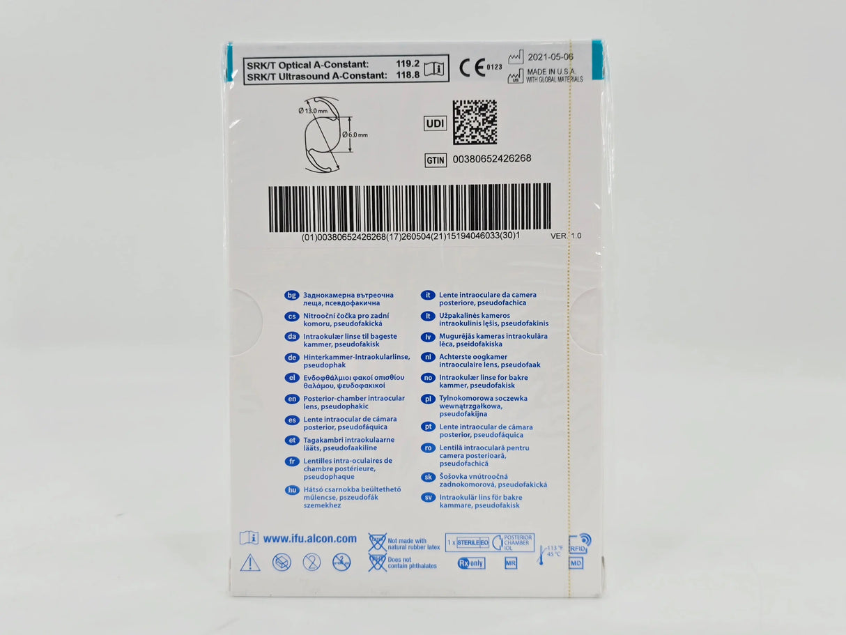 Alcon DAT615.195 AcrySof IQ Vivity Toric UV Absorbing Extended Vision IOL +19.5 D Size D 1/EA Alcon