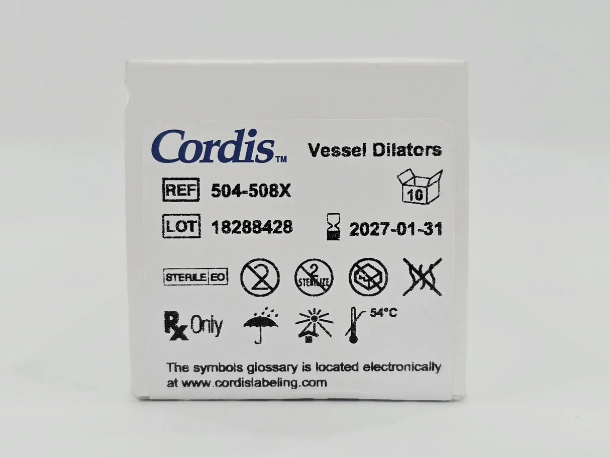 Cordis 504-508X Vessel Dilators 8F x 17cm .038" BX/10 Cordis