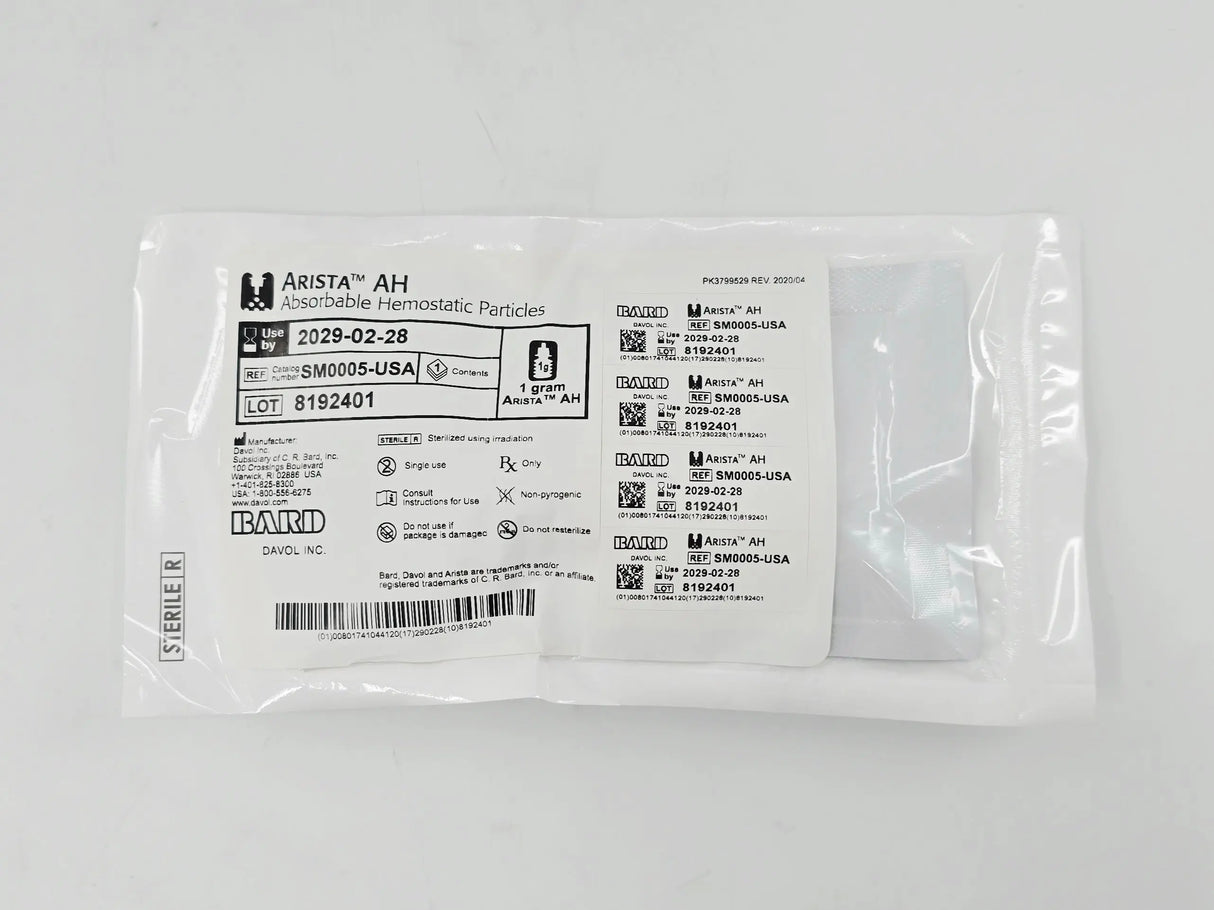 Bard SM0005-USA Arista AH Absorbable Hemostatic Particles 1g 1/EA Bard