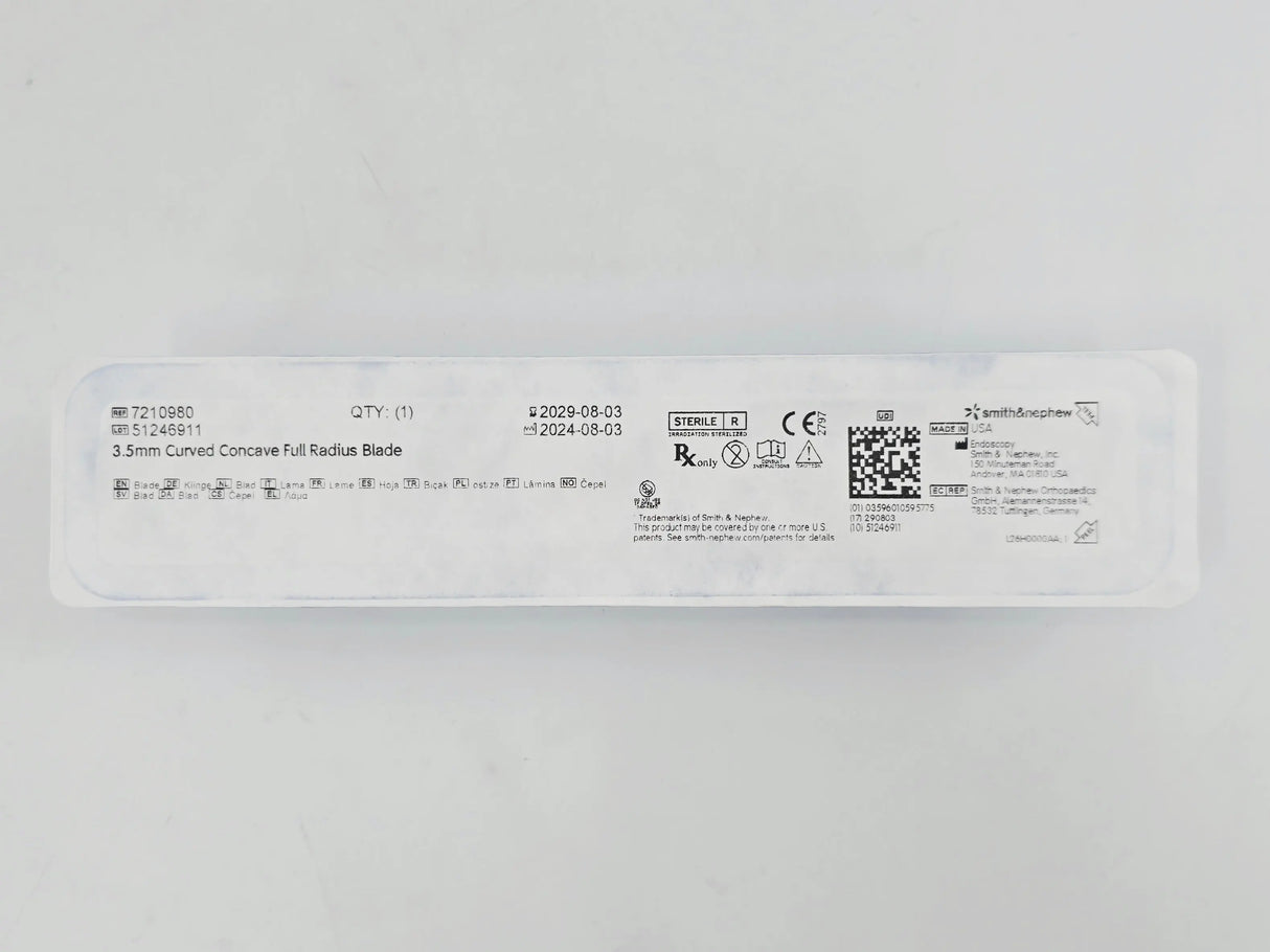 Smith & Nephew 7210980 DYONICS 3.5mm Arthroscopic Surgery Blades Curved Concave Full Radius Blade 1/EA Smith & Nephew, Inc.