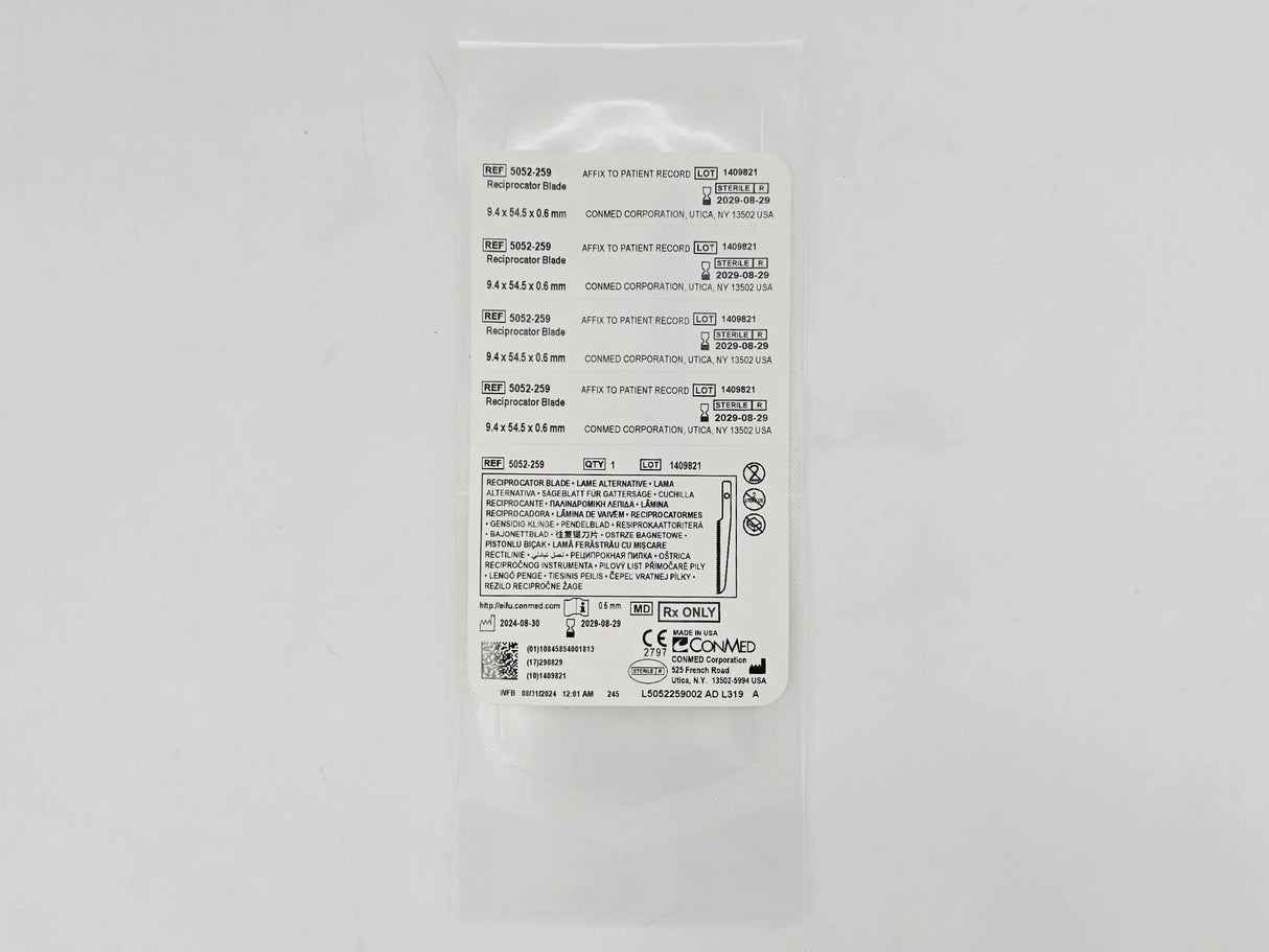 ConMed 5052-259 Reciprocator Blade 9.4mm x 54.5mm x 0.6mm 1/EA ConMed