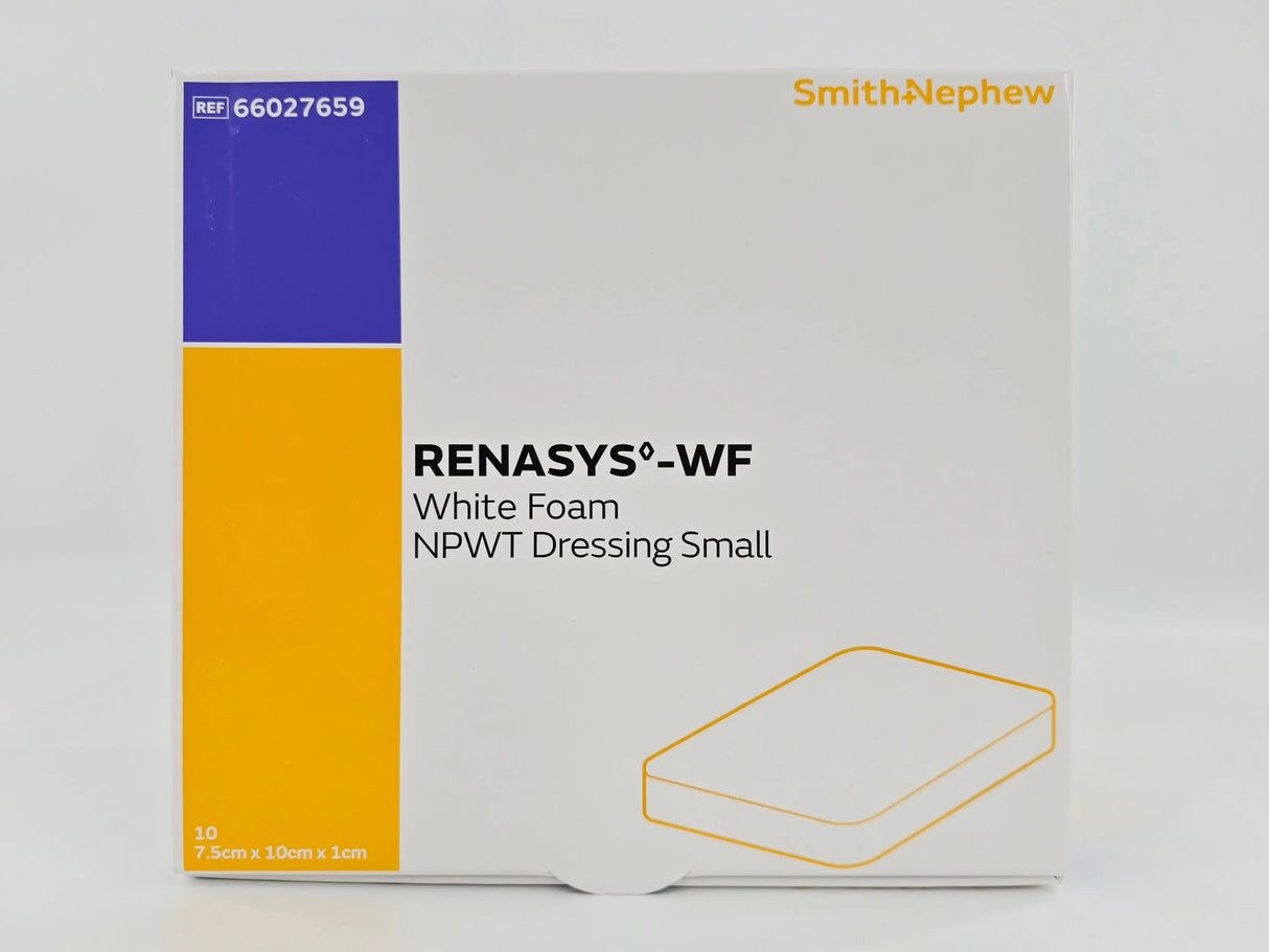 Smith & Nephew 66027659 RENASYS-WF White Foam NPWT Dressing Small 7.5cm x 10cm x 1cm BX/10 Smith & Nephew, Inc.