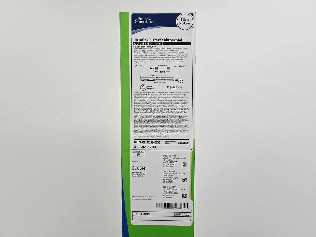 Boston Scientific M00576530 Ultraflex Tracheobronchial Distal Release Stent System 10mm x 30mm Covered 15mm 1/EA Boston Scientific