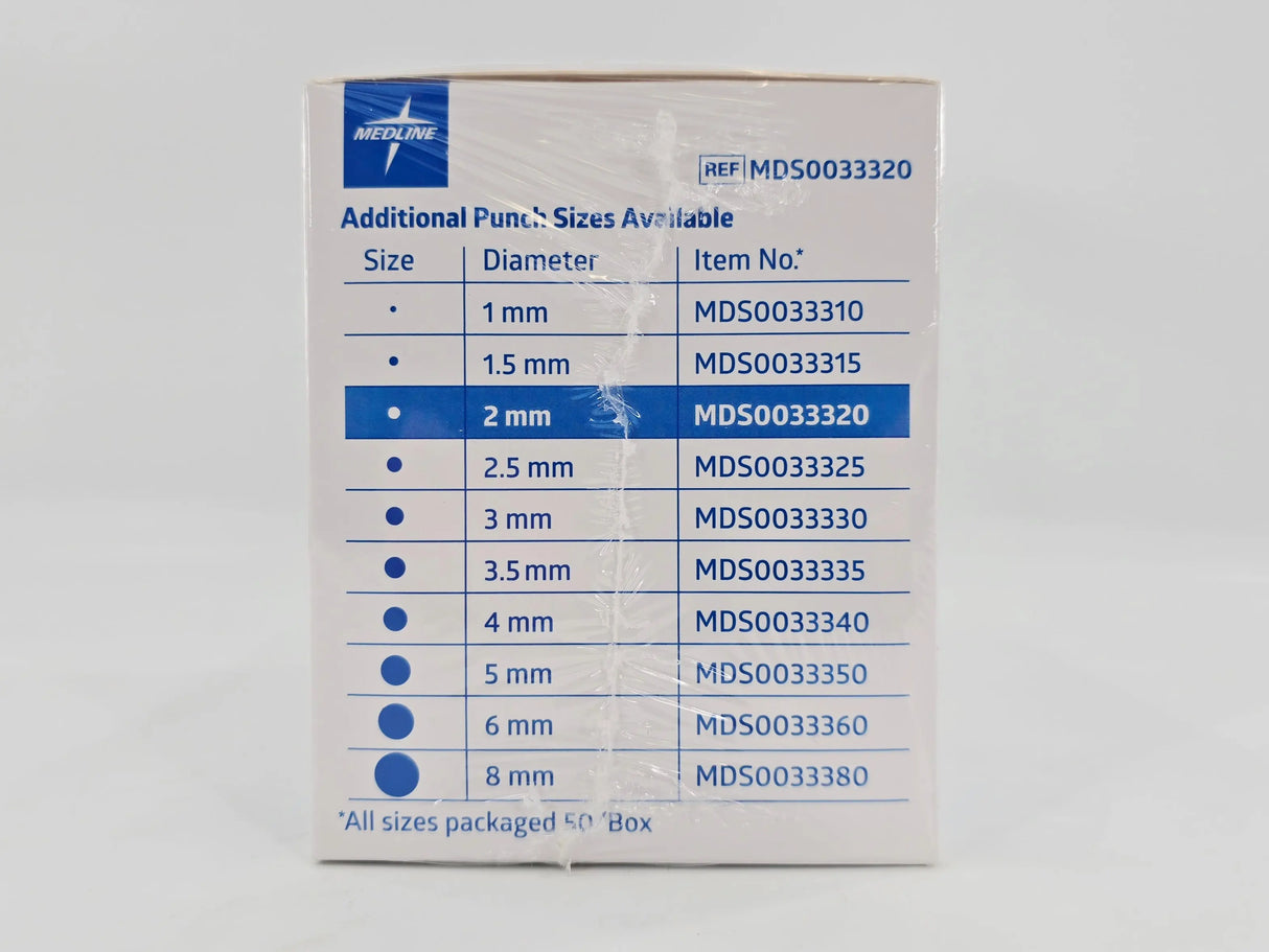 Medline MDS0033320 Disposable Dermal Biopsy Punch 2mm BX/50 Medline