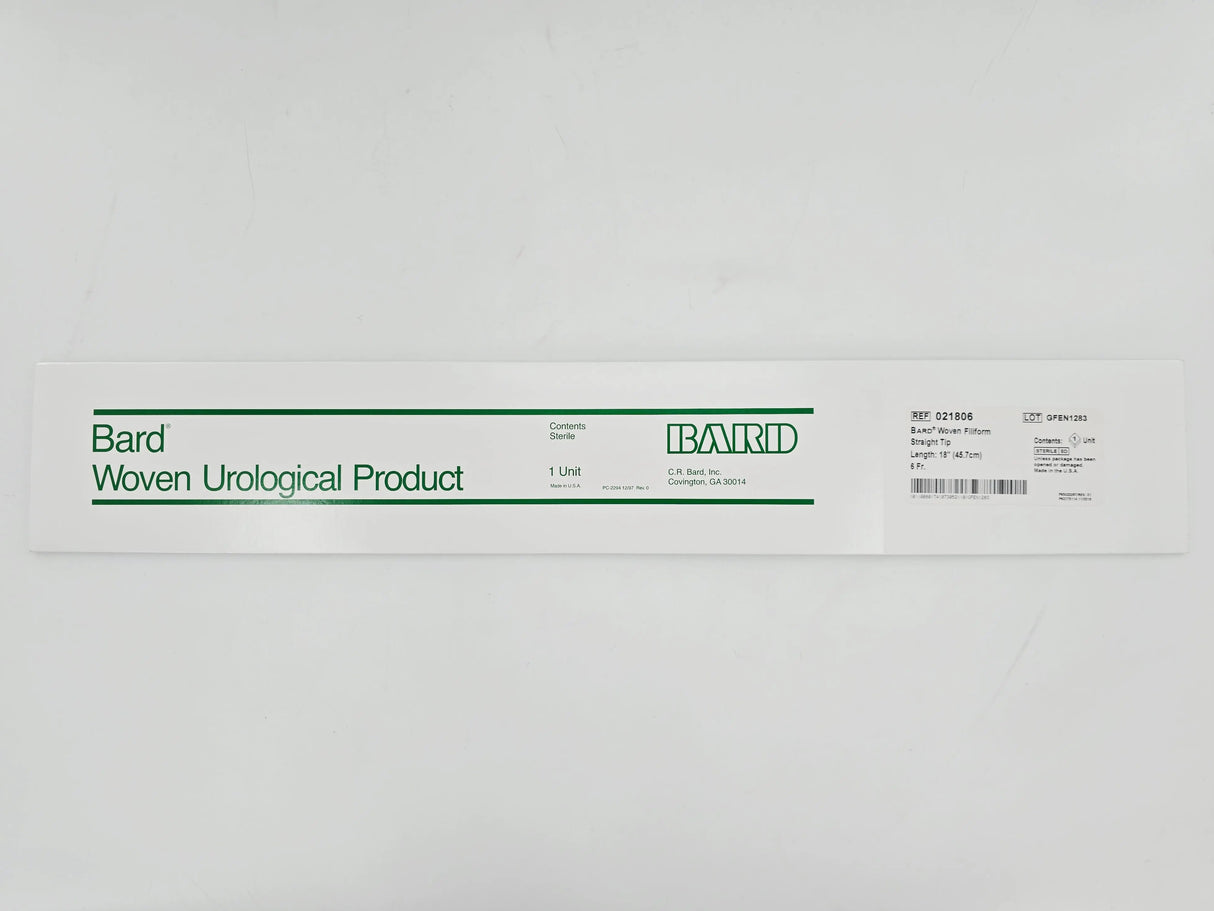 Bard 021806 Woven Filliform Urethral Dilation Catheter Straight Tip 6 Fr. 18" 1/EA Bard