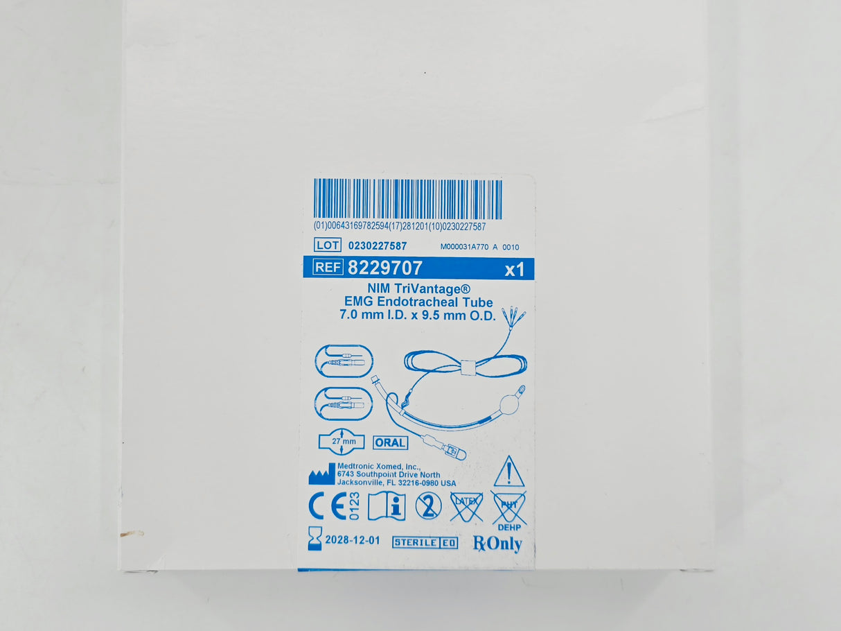 Medtronic 8229707 NIM TriVantage EMG Endotracheal Tube 7.0mm I.D. x 9.5mm O.D. 1/EA