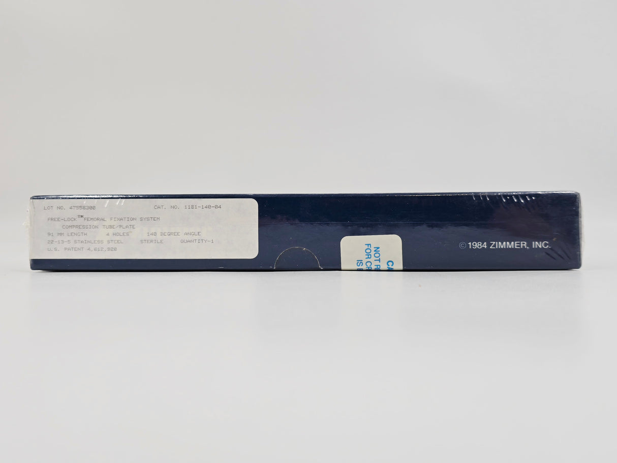 Zimmer Biomet 1181-140-04 Free-Lock Femoral Fixation System Compression Tube/Plate 140° 4 Holes 91mm Length BX/1