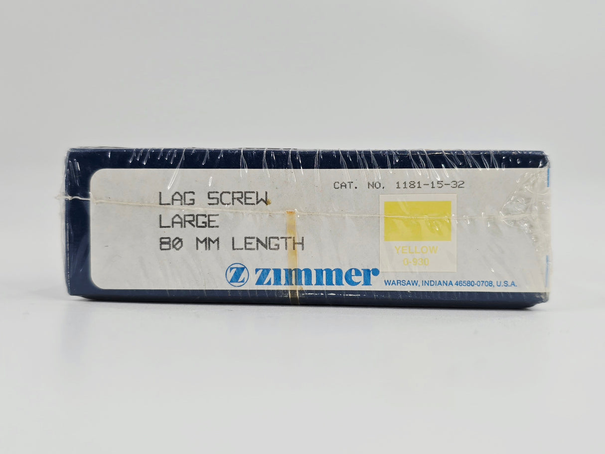 Zimmer Biomet 1181-15-32 Free-Lock Femoral Fixation System Compression Lag Screw Large 15.8mm 80mm Length BX/1