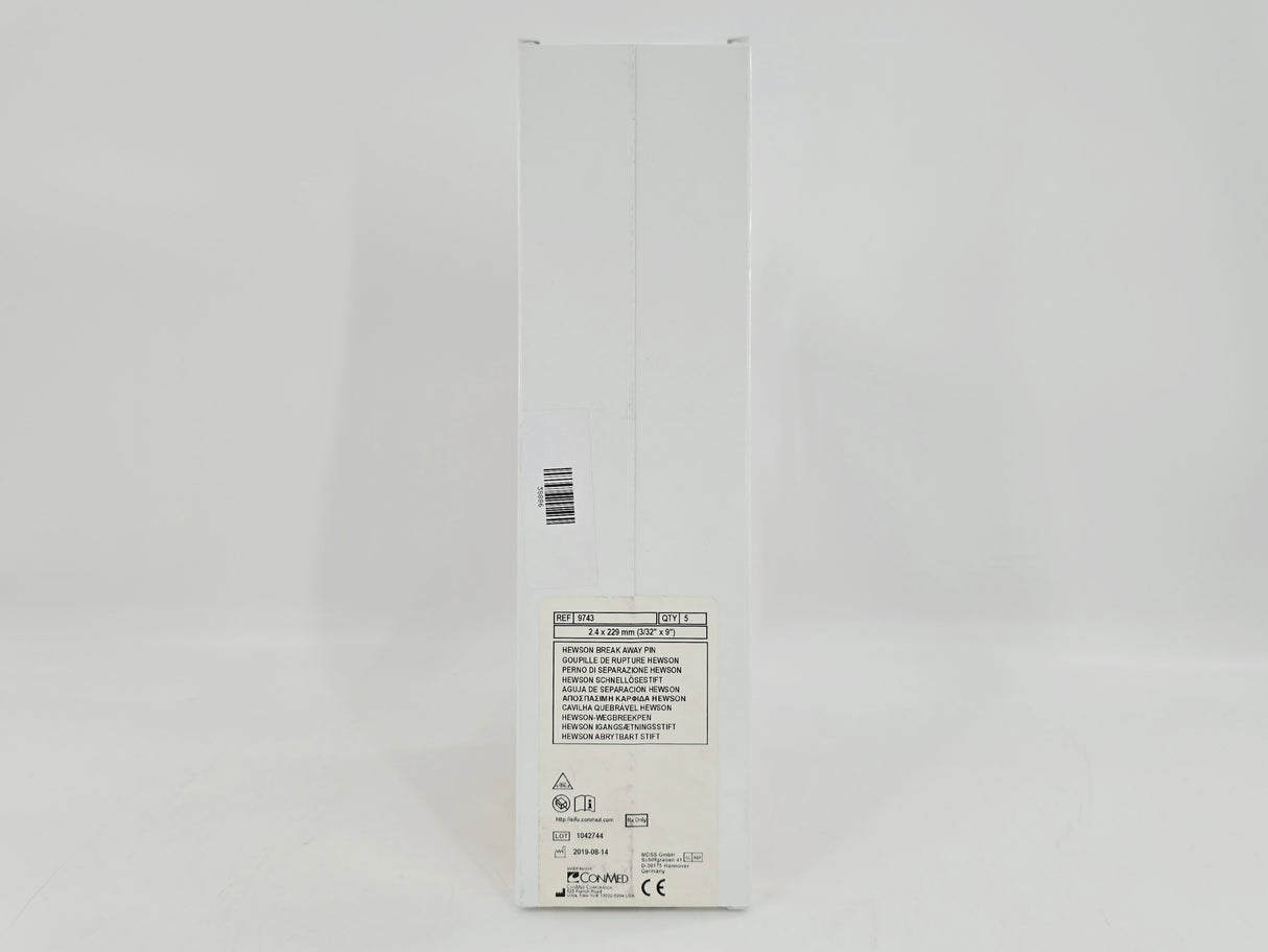 ConMed 9743 Hewson Break Away Pin 2.4mm x 229mm (3/32" x 9") BX/5