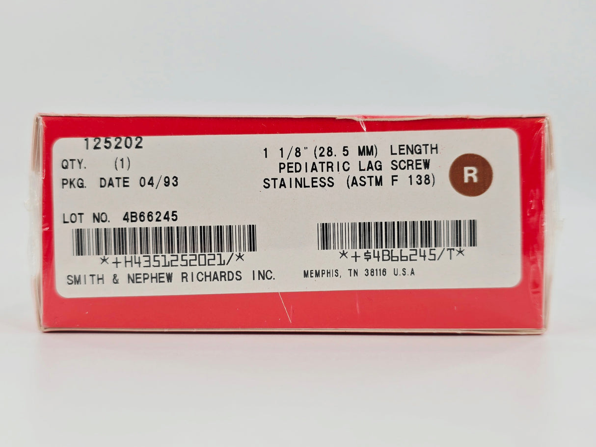 Smith & Nephew Richards 125202 Lag Screw Pediatric 1-1/8" Length BX/1