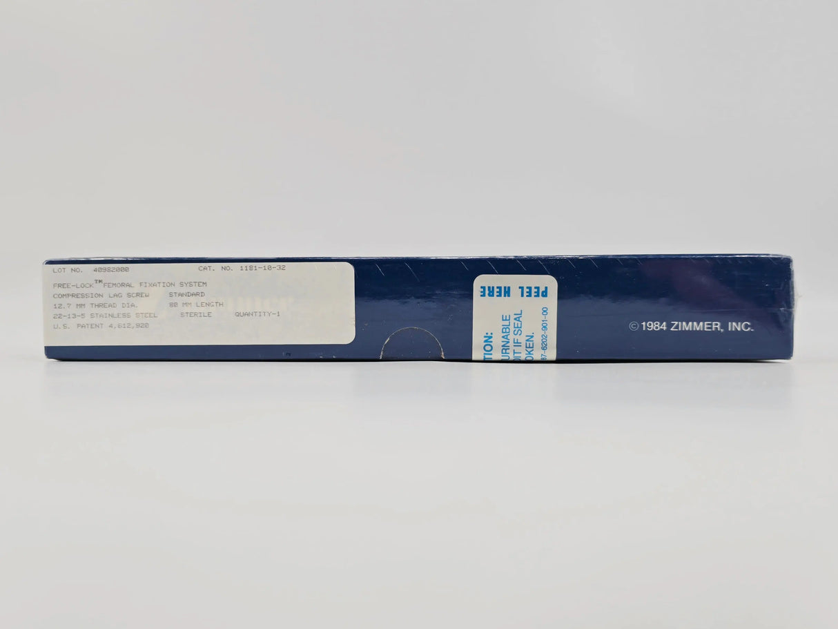 Zimmer Biomet 1181-10-32 Free-Lock Femoral Fixation System Compression Lag Screw Standard 12.7mm 80mm Length BX/1 Zimmer Biomet