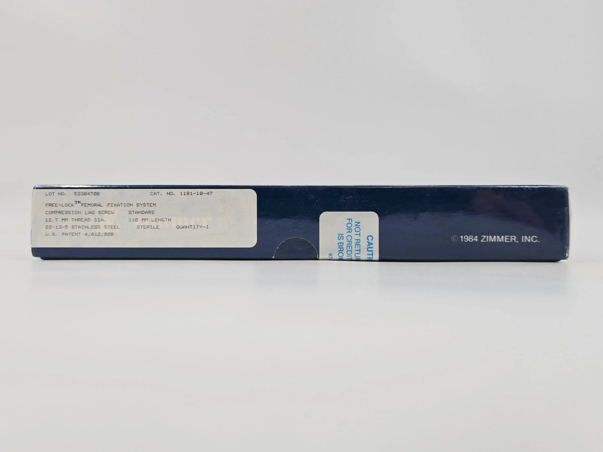 Zimmer Biomet 1181-10-47 Free-Lock Femoral Fixation System Compression Lag Screw Standard 13mm 110mm Length BX/1 Zimmer Biomet