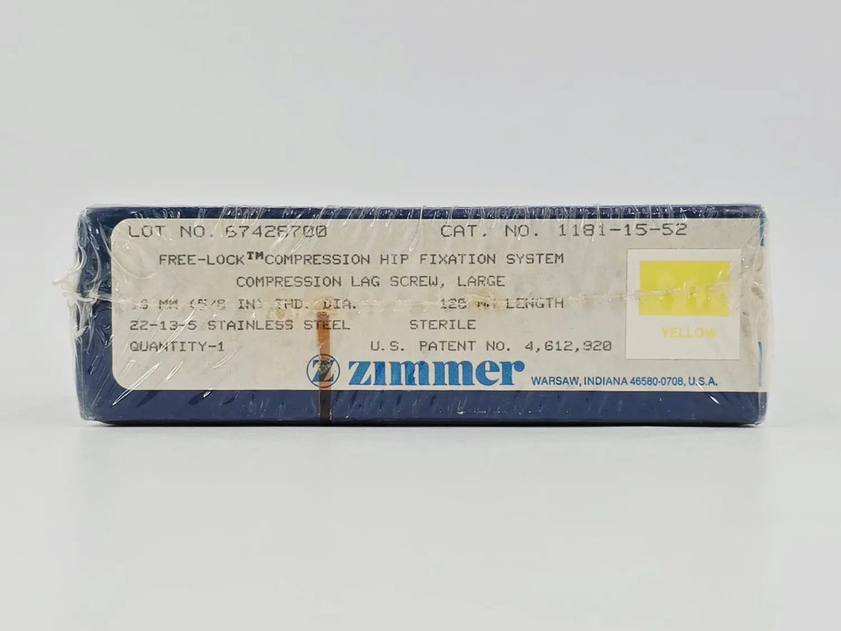 Zimmer Biomet 1181-15-52 Free-Lock Femoral Fixation System Compression Lag Screw Large 16mm 120mm Length BX/1 Zimmer Biomet