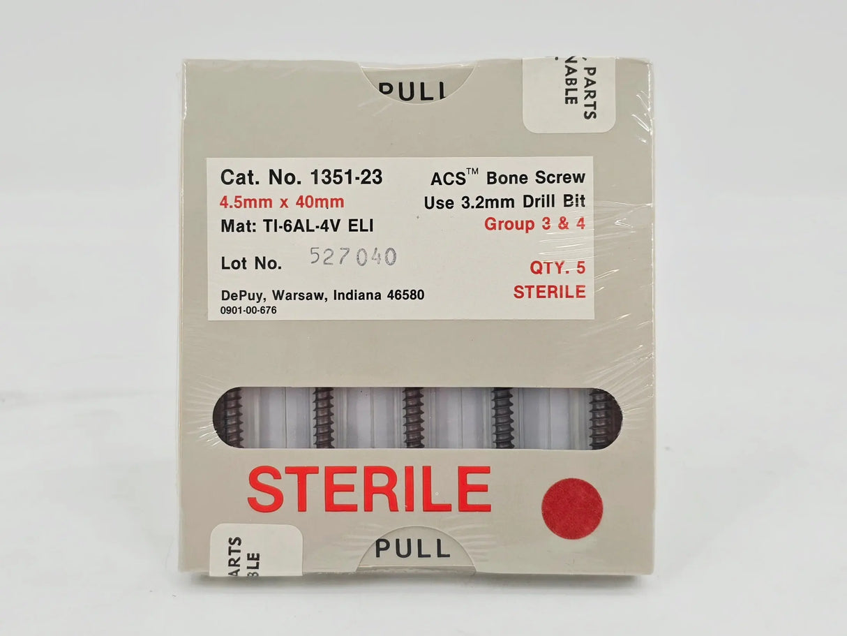DePuy 1351-23 ACS Bone Screw 4.5mm x 40mm Titanium Orthopedic 5/PK DePuy